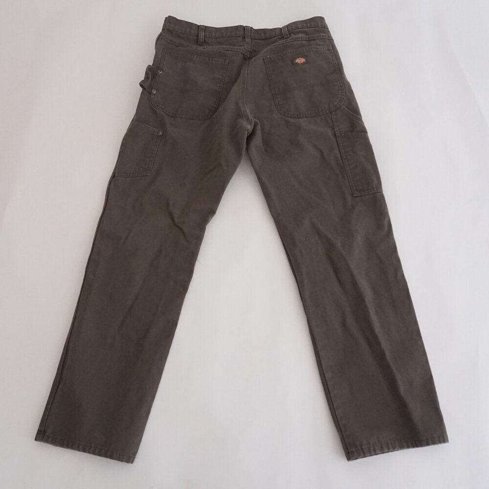 Dickies Olive Carpenter Work Pants Utility Canvas Straight Leg W36 L32